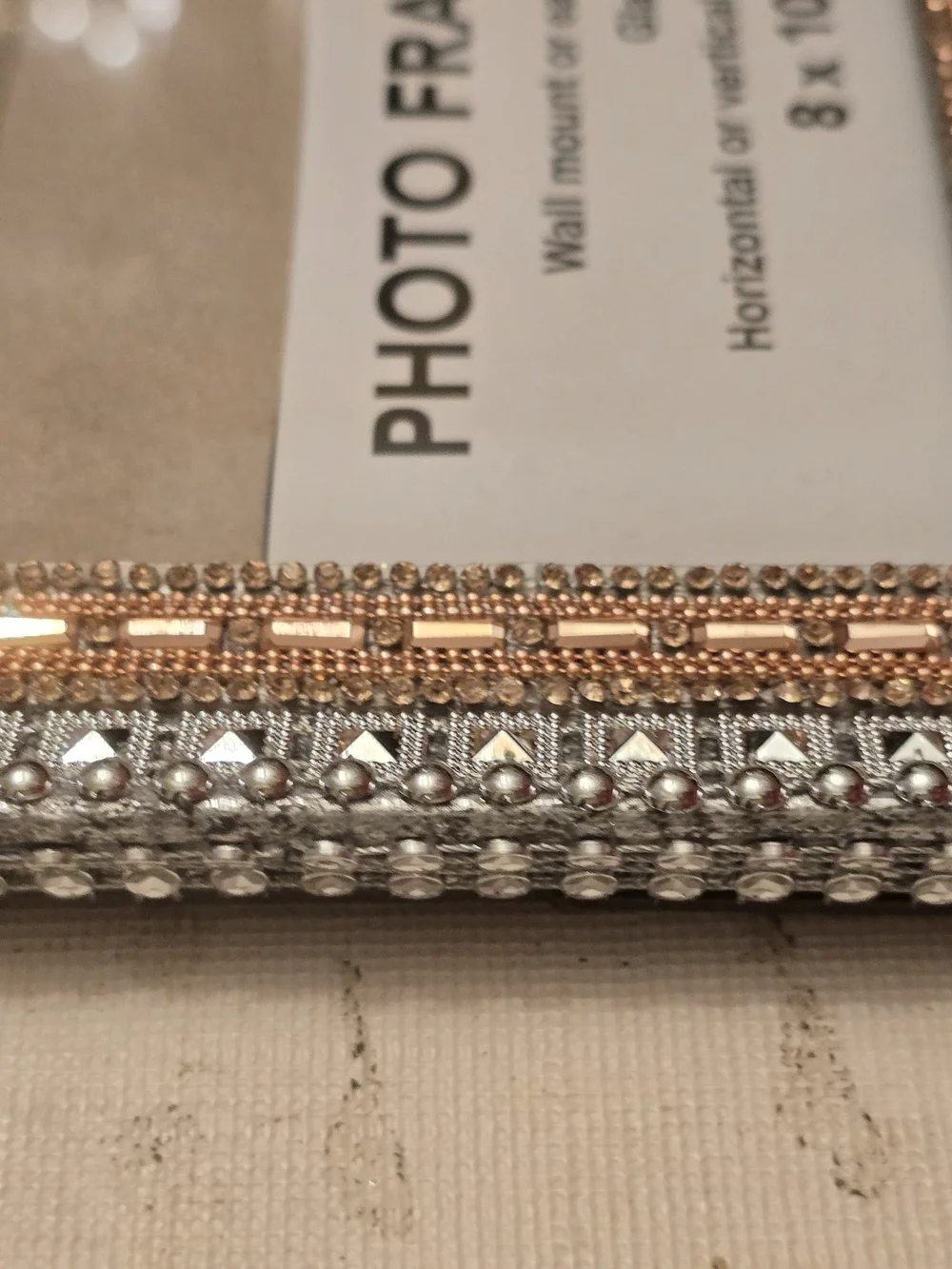 Rhinestone Embellished Gold Silver  Photo Frame - 8x10 New Handmade